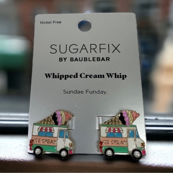 Sugarfix by Baublebar Whipped Cream Ship Earrings Sundae Funday - Picture 1 of 7